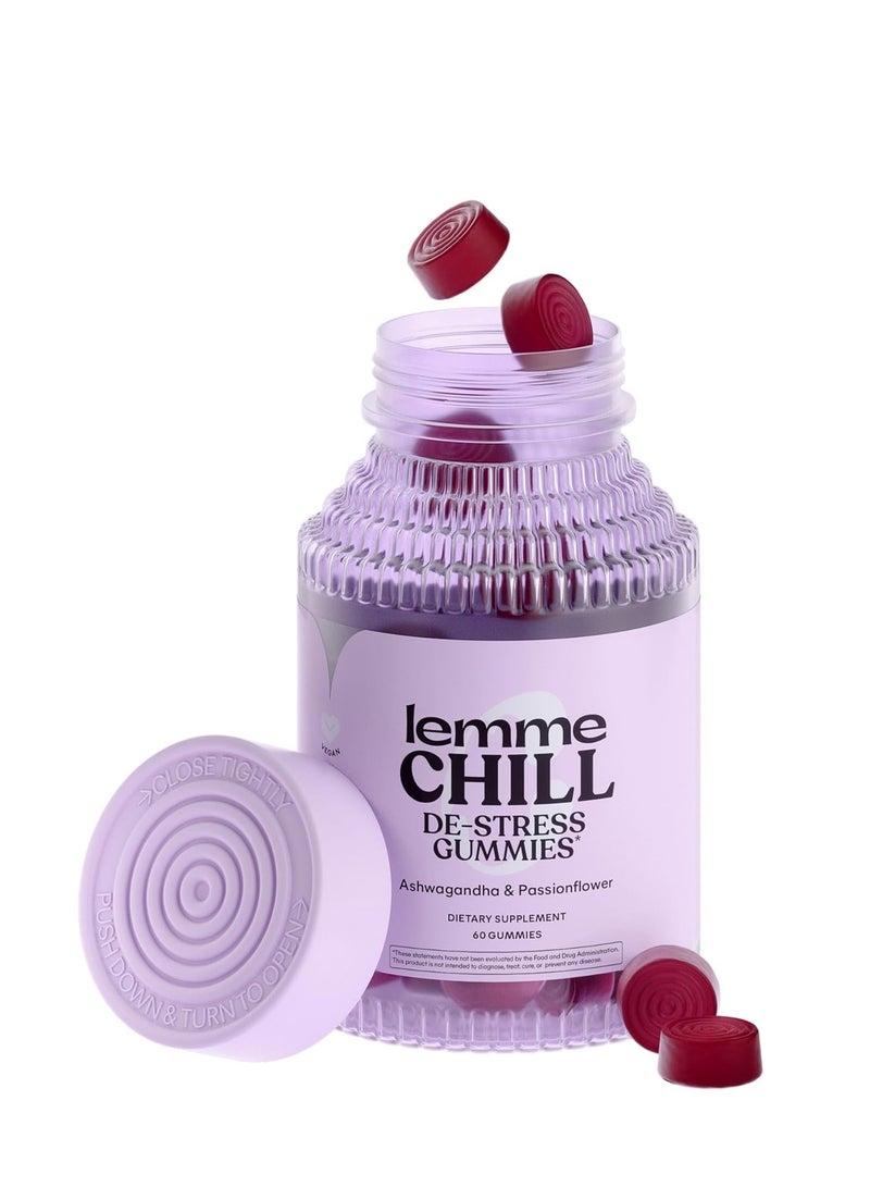 Lemme Chill Stress Relief Gummies with 300mg KSM-66 Ashwagandha, Lemon Balm, Passionflower & Goji to Support Relaxation, Healthy Cortisol & Sleep Gluten Free Non-GMO, Mixed Berry 60 Count - Image 1