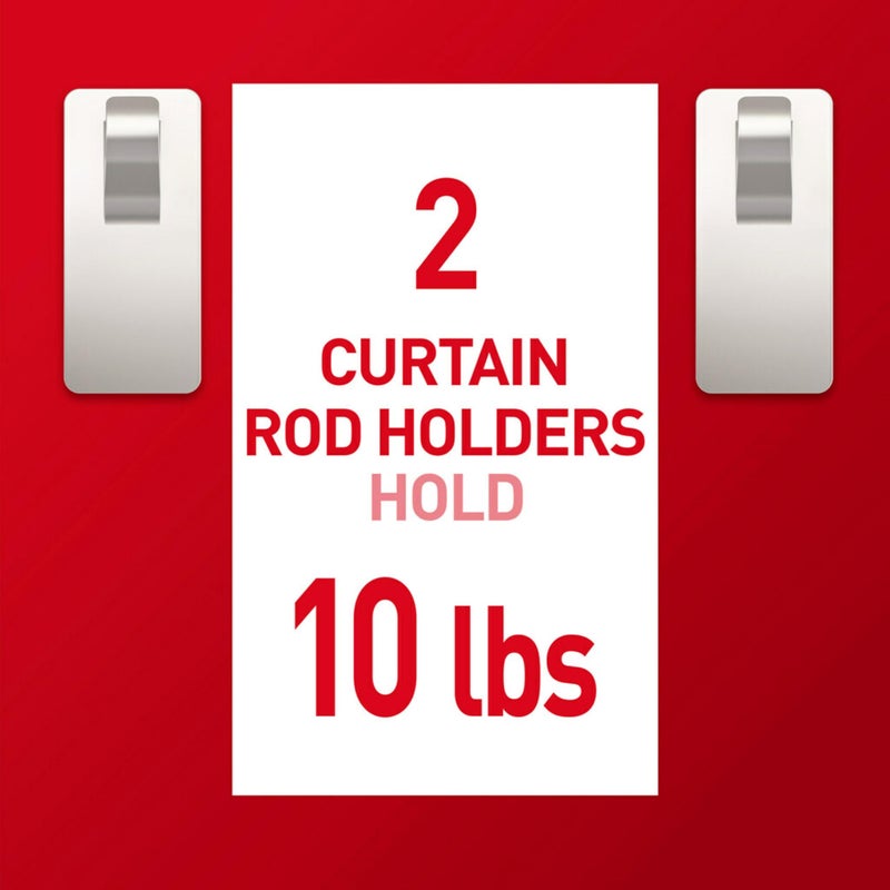 Command 10 lb Satin Nickel Curtain Rod Hooks, 2 Hangers and 4 Strips, No Drilling Home Decor and Room Decor, Use with Rod Diameters 0.5-0.75" - Image 5