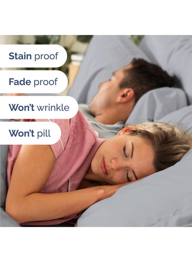 CGK Unlimited Split King 7 Piece Sheet Set - Comfy, Breathable & Cooling - Hotel Luxury Bedding for Women, Men, Kids & Teens - 1 Flat & 2 Fitted Sheets & 4 Pillowcases with Deep Pockets - Wrinkle Free - Steel Blue - Image 5