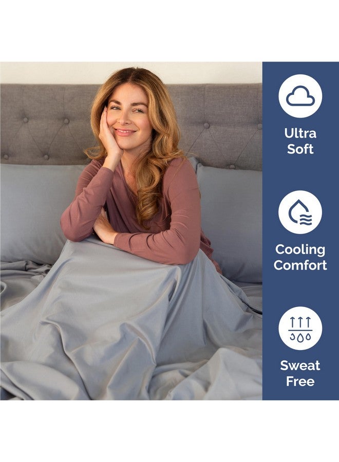 CGK Unlimited Split King 7 Piece Sheet Set - Comfy, Breathable & Cooling - Hotel Luxury Bedding for Women, Men, Kids & Teens - 1 Flat & 2 Fitted Sheets & 4 Pillowcases with Deep Pockets - Wrinkle Free - Steel Blue - Image 4