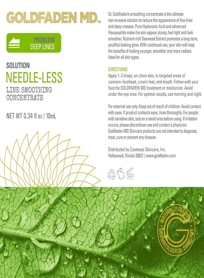 GOLDFADEN MD Needle-Less Line Smoothing Concentrate for Face & Neck | w/Seaweed Extract, Hyaluronic Acid, Hexapeptides, Organic Red Tea Extract TRIAL .34 Fl Oz - Image 3