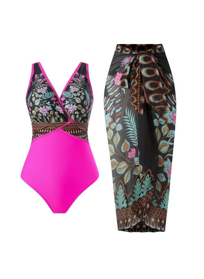 One-piece Swimsuit For Women, European And American Style Bikini Swimwear, Beach Dress Cover-up Set One-piece