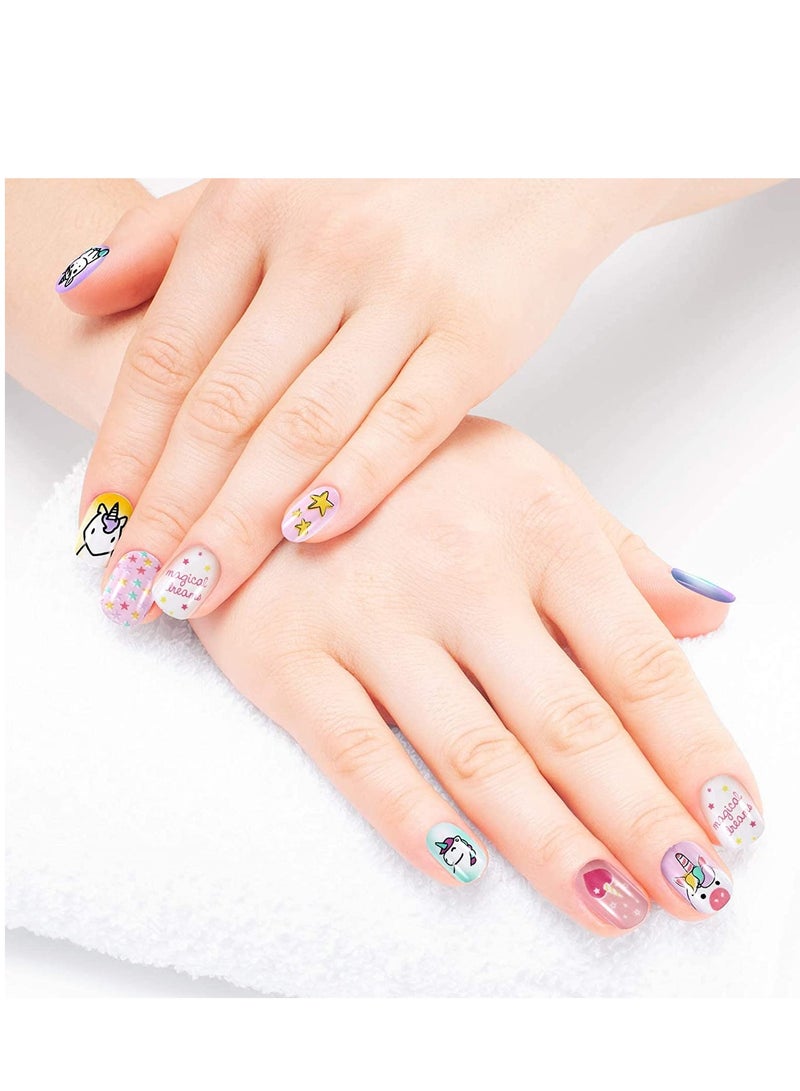 Captaintech Girls Press-on Nails Fake Cartoon Stickers for Kids 144 Pieces 6 Box Removable Patches with Adhesive Back Full Coverage - Image 5