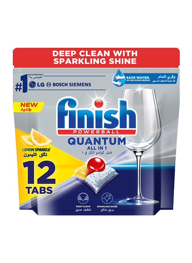 Finish - Powerball Quantum All In 1 Dishwasher Lemon Sparkle 12 Tablets Multicolour - Image 1