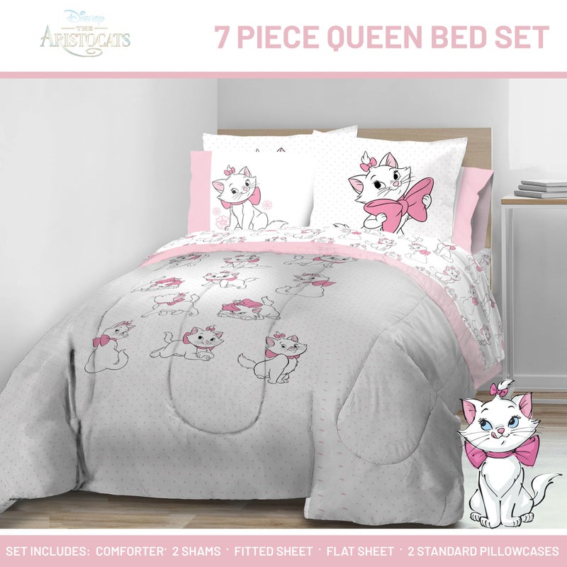 Jay Franco Kids Comforter Set Includes Sheets and Pillow Covers - Soft and Cozy Bed Set for Stylish Room Decor, White - Aristocats, 7 Piece Queen Size Bedding - Image 2
