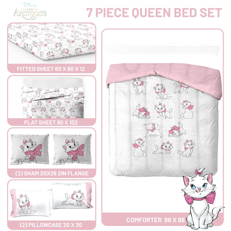 Jay Franco Kids Comforter Set Includes Sheets and Pillow Covers - Soft and Cozy Bed Set for Stylish Room Decor, White - Aristocats, 7 Piece Queen Size Bedding - Image 4