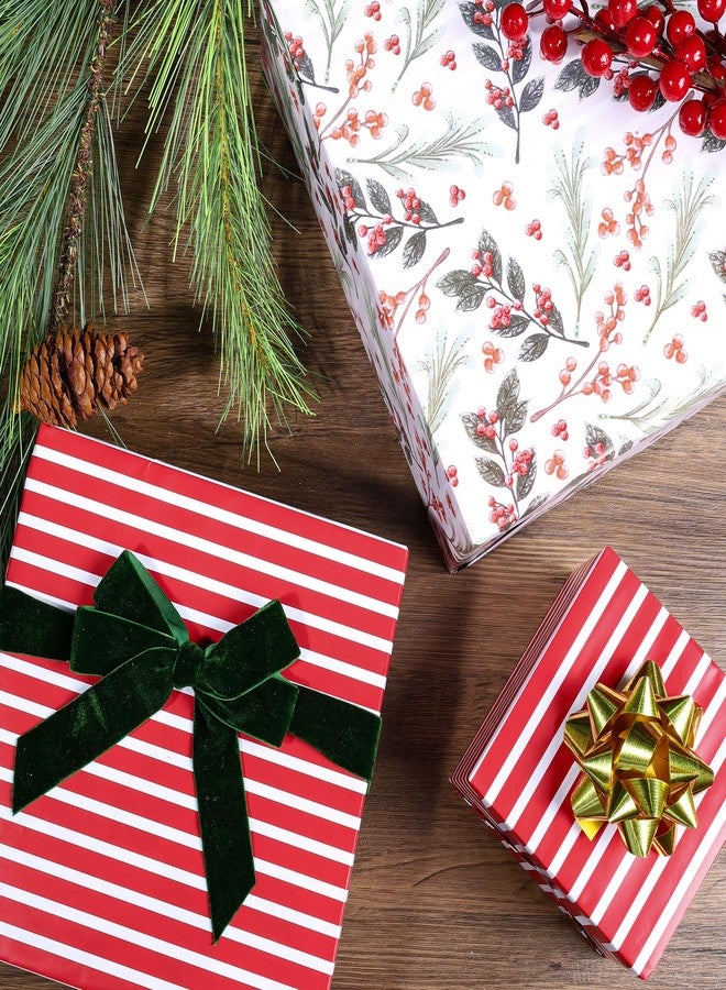 LaRibbons Reversible Christmas Wrapping Paper Jumbo Roll, Vintage Red Berries & Red Candy Cane Stripe Gift Wrap for Christmas, Season Party, Xmas, 30 Inch × 33 Feet - Image 5