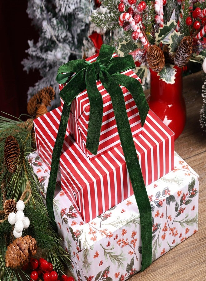 LaRibbons Reversible Christmas Wrapping Paper Jumbo Roll, Vintage Red Berries & Red Candy Cane Stripe Gift Wrap for Christmas, Season Party, Xmas, 30 Inch × 33 Feet - Image 2