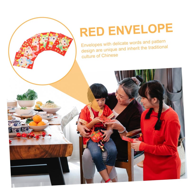 30pcs Chinese Red Envelopes for Dragon Year Luck Money Pockets Wedding Festival Mixed Designs - Image 4
