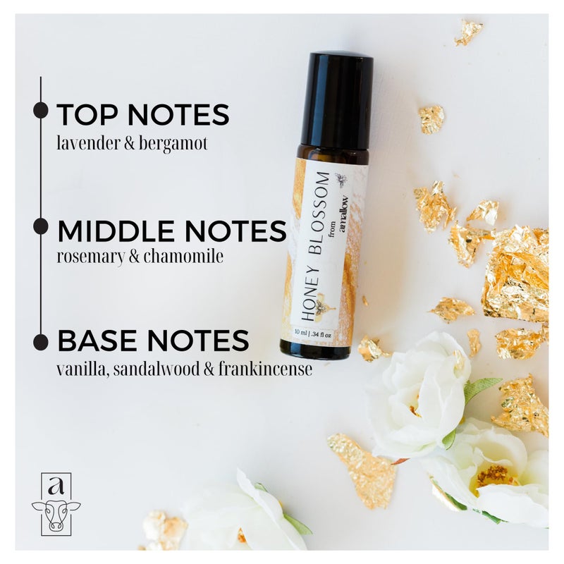 Amallow All Natural Non-Toxic Perfume Roller - Made With Pure and Organic Essential Oils - Hints of Honey, Vanilla, Lavender, Frankincense, Bergamot, Rosemary & Chamomile (Honey Blossom) - Image 3