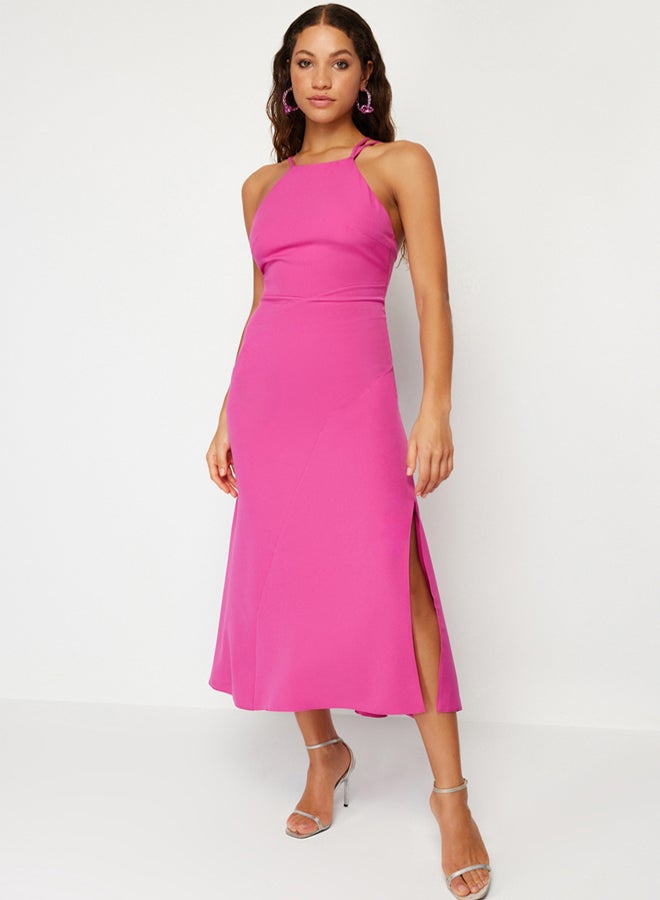 trendyol Fuchsia Tie Back Woven Dress - Image 2