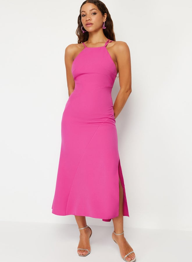 trendyol Fuchsia Tie Back Woven Dress - Image 1