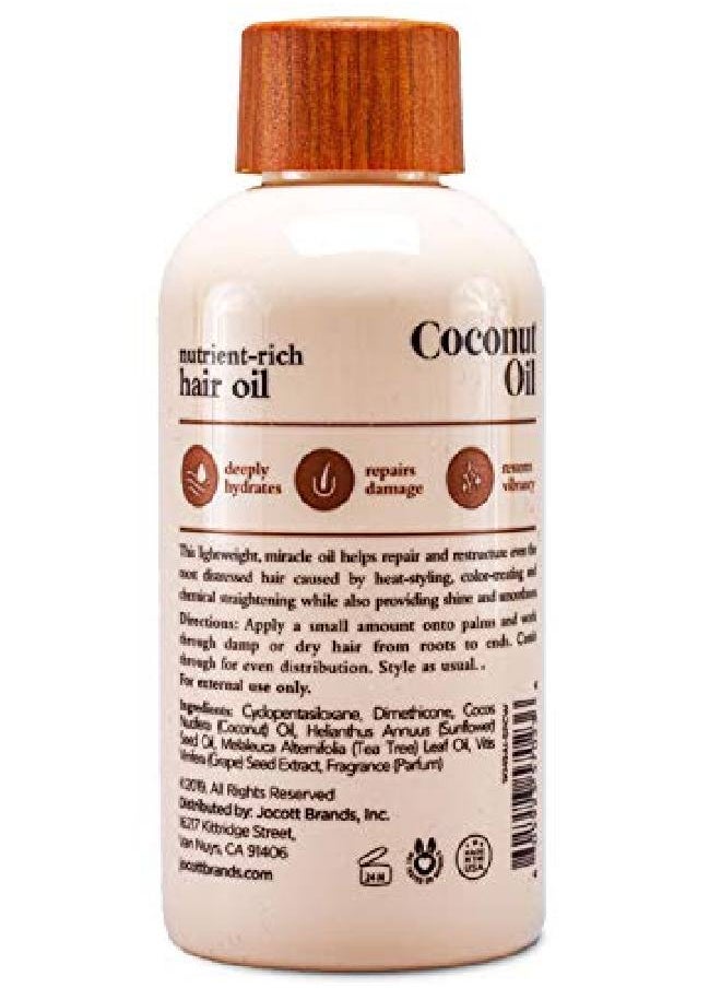 Oliology - Coconut Hair Oil Lightweight Formula Helps Repair Distressed Hair Caused By Heat Styling & Chemical Treatments ; Mends Split Ends ; Controls Frizz ; Made In Usa & Paraben Free (4Oz) - Image 1