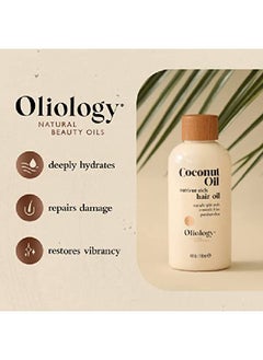 Oliology Coconut Hair Oil Lightweight Formula Helps Repair Distressed Hair Caused By Heat Styling & Chemical Treatments ; Mends Split Ends ; Controls Frizz ; Made In Usa & Paraben Free (4Oz)  - Image 4