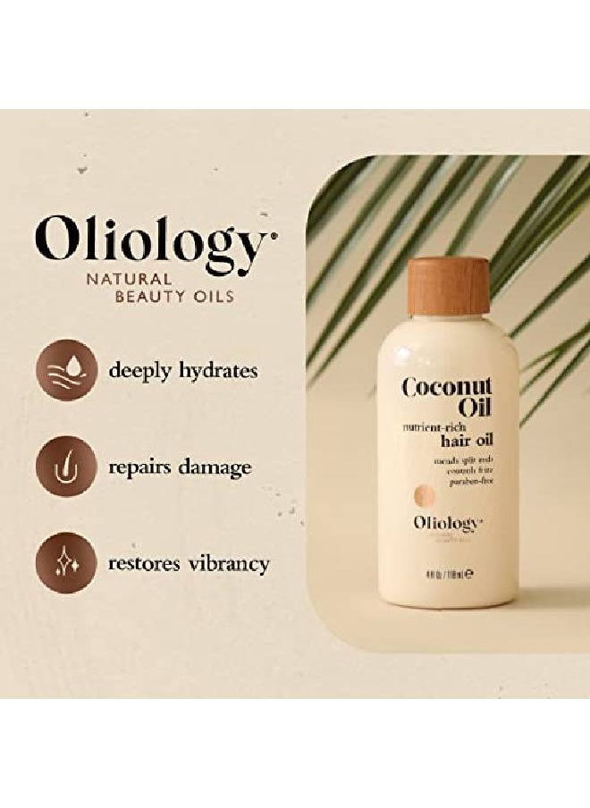 Oliology - Coconut Hair Oil Lightweight Formula Helps Repair Distressed Hair Caused By Heat Styling & Chemical Treatments ; Mends Split Ends ; Controls Frizz ; Made In Usa & Paraben Free (4Oz) - Image 1