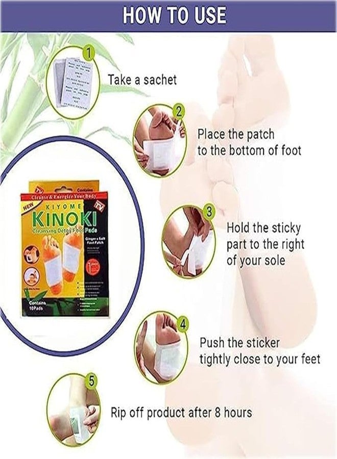 KMJSA Kinoki Detox Foot Pads - Ginger & Salt Adhesive Patches for Foot Care, Body Cleansing, Pain Relief, Relieve Stress, Relaxation | Organic Natural Ingredients (Pack of 1 (10 Pads) - Image 3