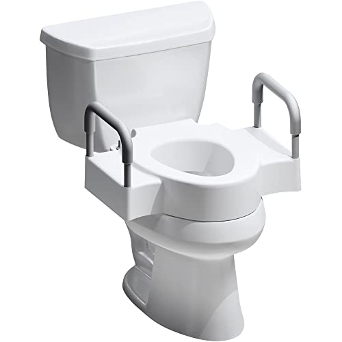 Bemis Rise 45 Raised Toilet Seat with Support Handles Hinges Never Loosen Fits Round and Elongated - Image 2