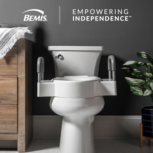 Bemis Rise 45 Raised Toilet Seat with Support Handles Hinges Never Loosen Fits Round and Elongated - Image 5