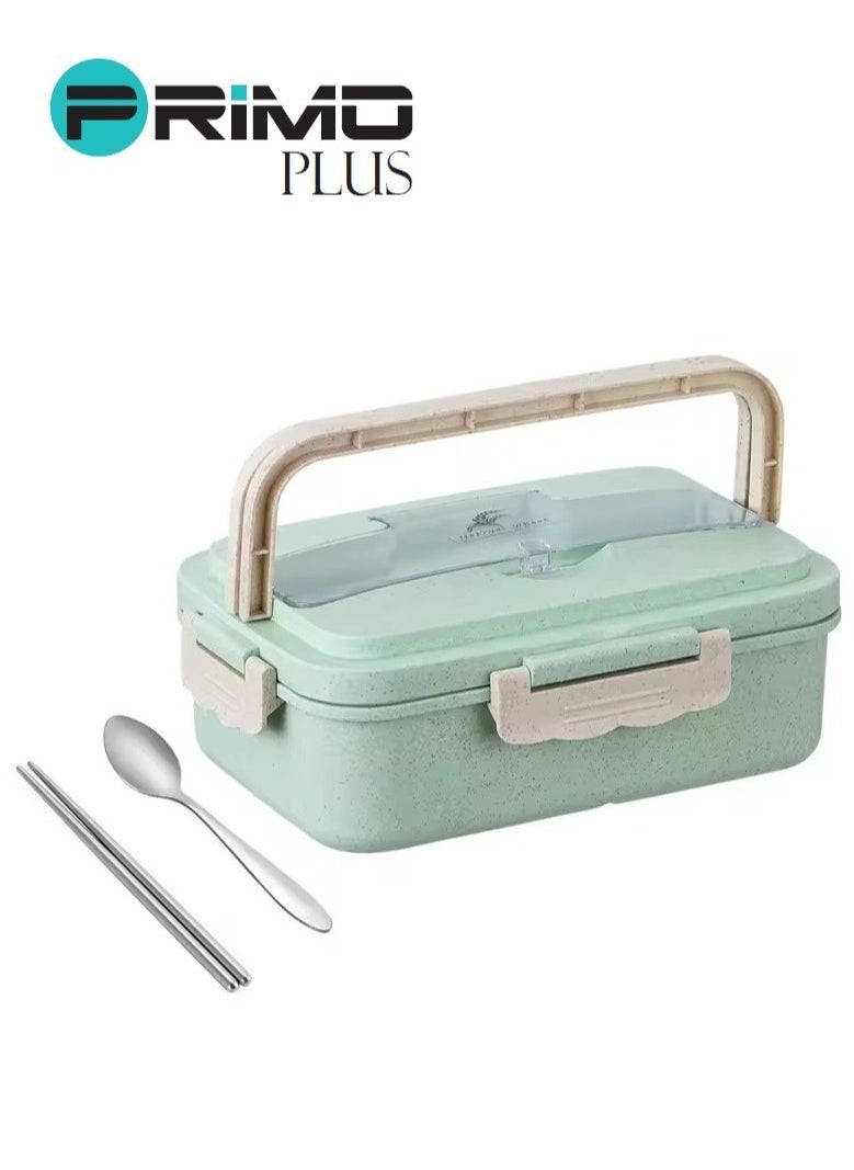 PRIMO PLUS - Plastic Lunch Box With Spoon And Chopsticks Assorted 1000ml - Image 1
