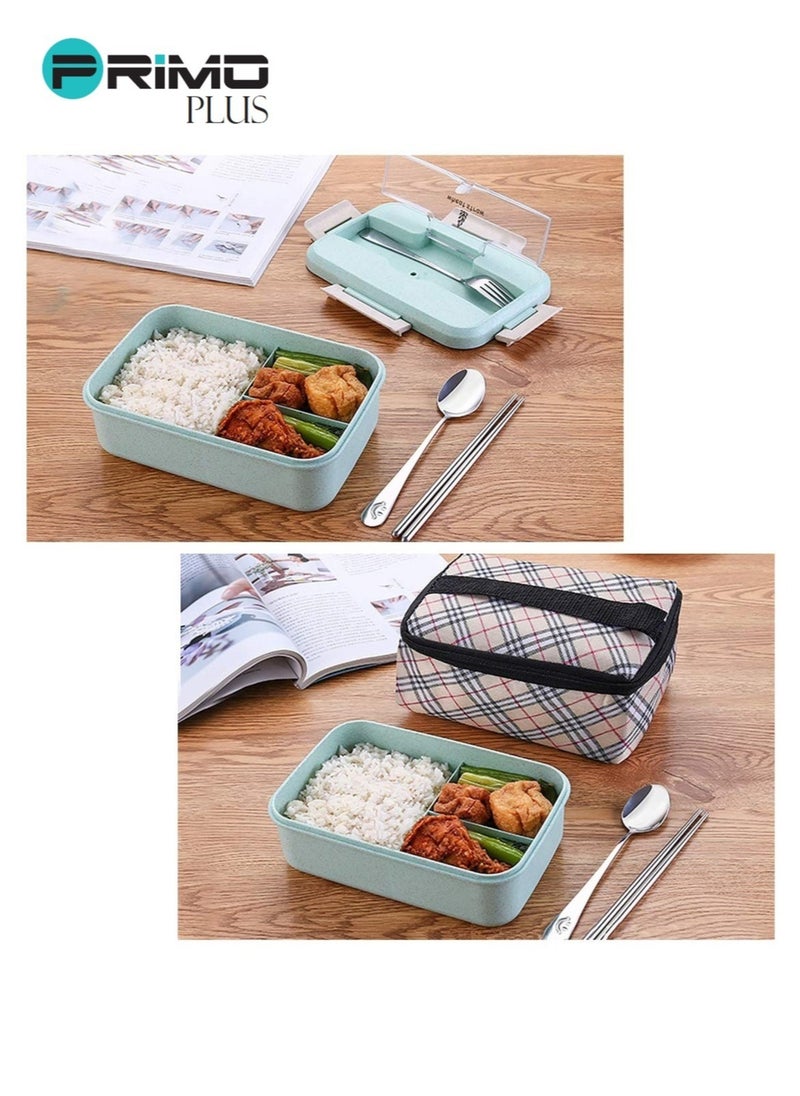 PRIMO PLUS - Plastic Lunch Box With Spoon And Chopsticks Assorted 1000ml - Image 1