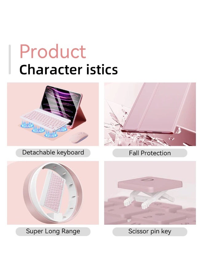 Lightweight Smart Cover with Wireless Keyboard and Mouse For IPad 2022 (10th Gen) 10.9 Inch/ 2025 (11th Gen) 11 Inch Pink - Image 5