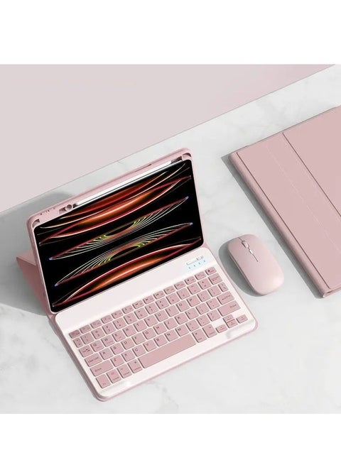 Lightweight Smart Cover with Wireless Keyboard and Mouse For IPad 2022 (10th Gen) 10.9 Inch/ 2025 (11th Gen) 11 Inch Pink