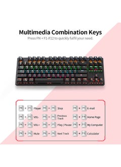 Generic 87-key Mechanical Keyboard Wired Keyboard RGB Backlit Keyboard Blue Switch/ 26-key Rollover/ Multimedia Combination Keys White  - Image 5