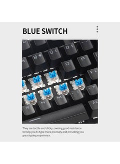Generic 87-key Mechanical Keyboard Wired Keyboard RGB Backlit Keyboard Blue Switch/ 26-key Rollover/ Multimedia Combination Keys White  - Image 4