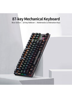 Generic 87-key Mechanical Keyboard Wired Keyboard RGB Backlit Keyboard Blue Switch/ 26-key Rollover/ Multimedia Combination Keys White  - Image 3
