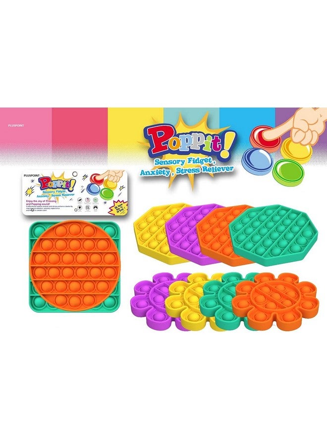PLUSPOINT Pop it Rainbow Pop Fidget Toy, Push Pop Bubble Fidget Sensory Toy for Kids and Adults, Fidget Popper Stress Reliever- Many Shapes Sensory Fidget (Poppit 2pc) - Image 2