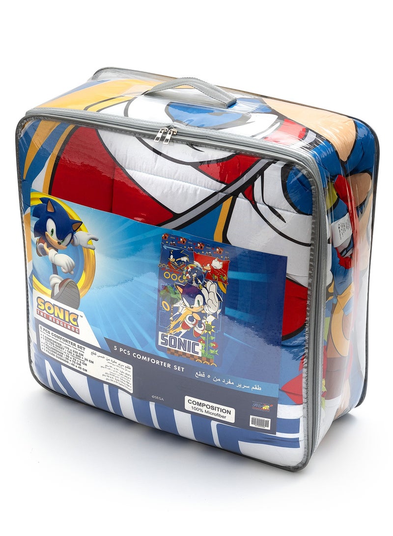 سونيك طقم لحاف سونيك 5 في 1 BNB – ألياف دقيقة مصقولة وغطاء بوليستر – أحمر - Image 1
