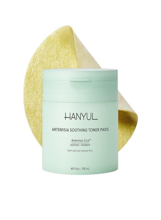 HANYUL Artemisia Soothing Toner Pads with Centella Asiatica & Hyaluronic Acid | Hydrating & Soothing Pre-Makeup Korean Toner Pads to Calm Visible Redness | for All Skin Types | 60 Pads - Image 1