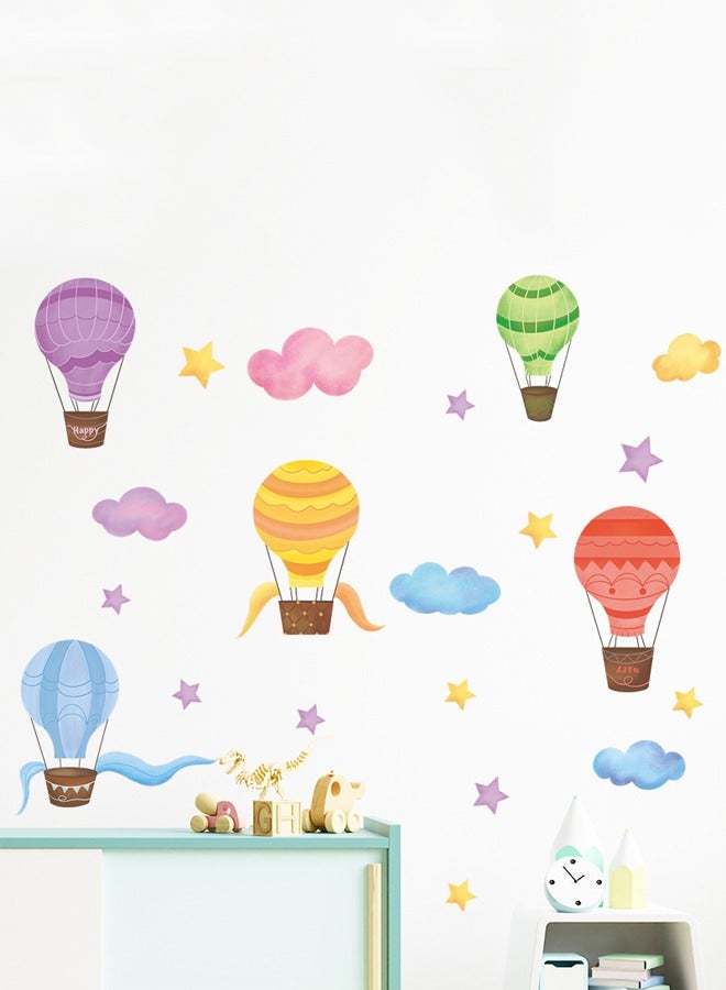 بالون الهواء الساخن الكرتوني بالون الهواء الساخن نجوم نجوم غرفة أطفال روضة أطفال ملصقات حائط PVC رمضان - Image 1