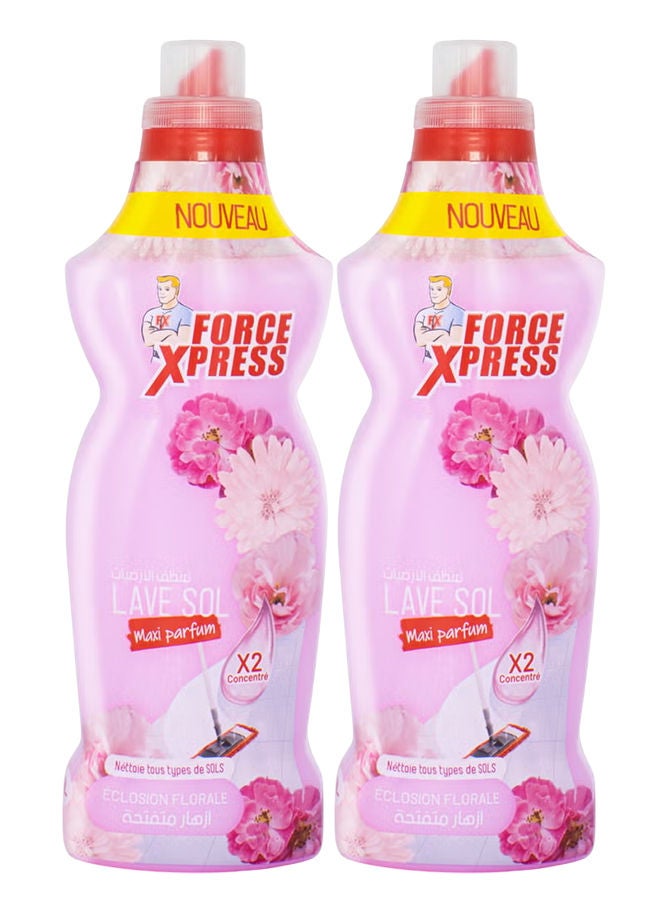 منظف ​​الأرضيات فورس إكسبريس برائحة الزهور المتفتحة، عبوة من قطعتين سعة 1 لتر