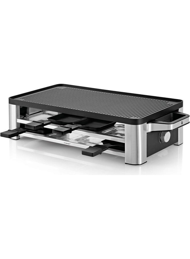 WMF Lono Raclette Grill with Pans and Sliders, Raclette for 8 People, 1500 W, Matte Stainless Steel - Image 1