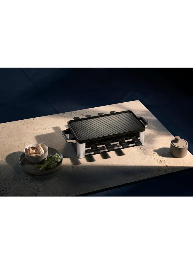 WMF Lono Raclette Grill with Pans and Sliders, Raclette for 8 People, 1500 W, Matte Stainless Steel - Image 2