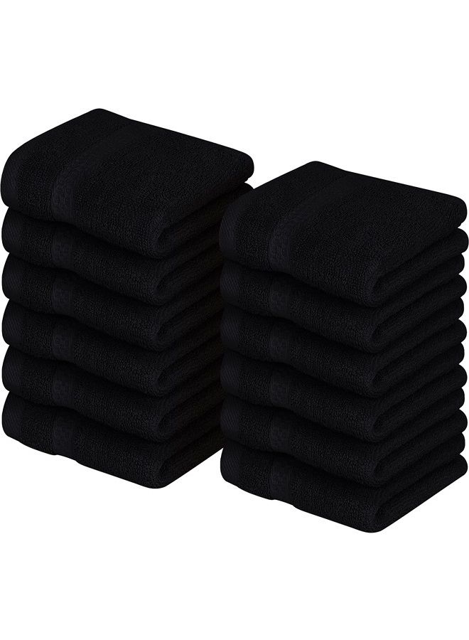 Utopia Towels [12 Pack Premium Wash Cloths Set (12 x 12 Inches) 100% Cotton Ring Spun, Highly Absorbent and Soft Feel Essential Washcloths for Bathroom, Spa, Gym, and Face Towel (Black) - Image 1