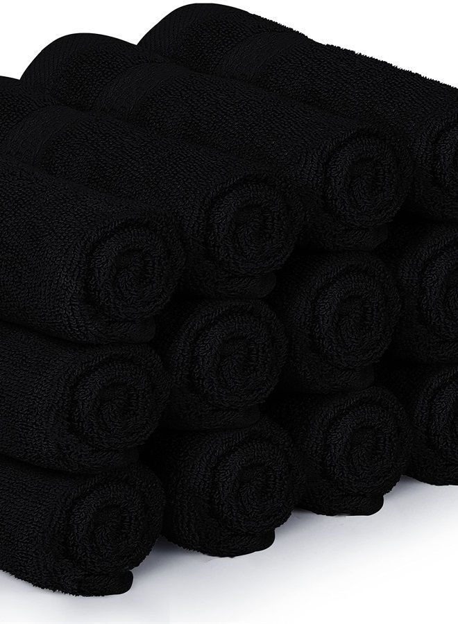 Utopia Towels [12 Pack Premium Wash Cloths Set (12 x 12 Inches) 100% Cotton Ring Spun, Highly Absorbent and Soft Feel Essential Washcloths for Bathroom, Spa, Gym, and Face Towel (Black) - Image 2