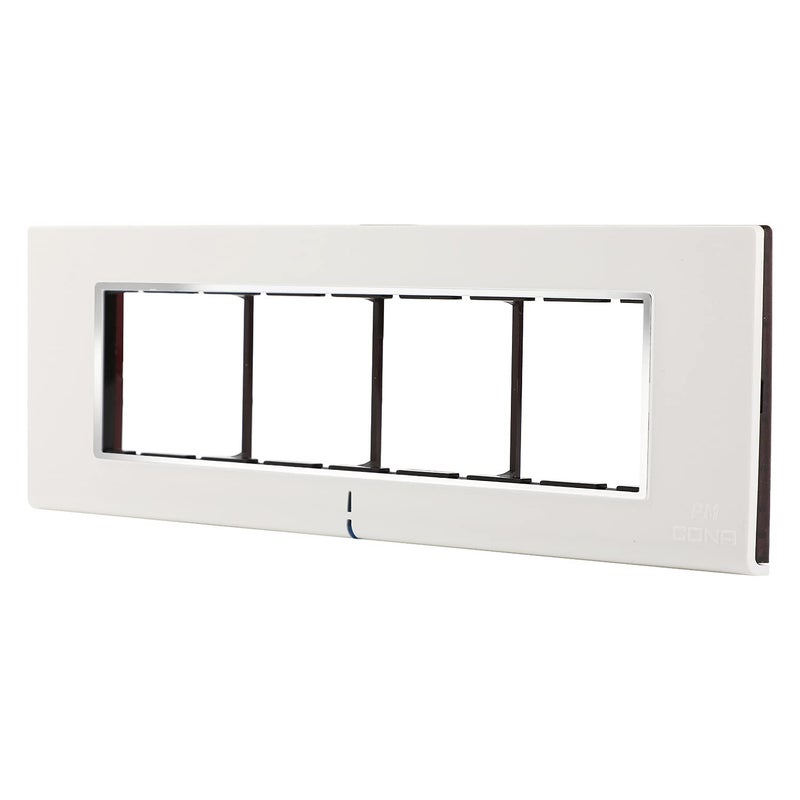 CONA 10708 Status Axis Horizontal 8 Modular Plate with Blue LED Indicator, Snow White - Single|8 Module Switch Plates|Cover Plate|8M Polycarbonate Switch Frame - Image 3