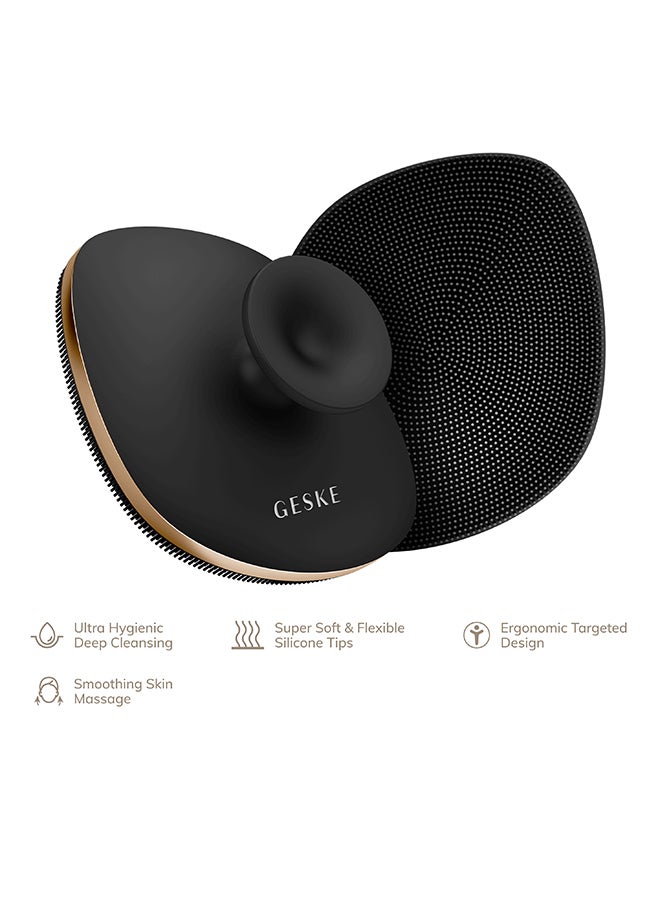 جيسكي فرشاة الجسم جيسكي | 4 في 1| فرشاة تنظيف الجسم من السيليكون الناعم، منظف الدش | تقشير وتدليك لطيف لجميع أنواع البشرة | تصميم بمقبض بإصبعين وتركيب بالشفط - رمادي - Image 2