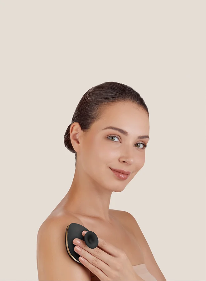 GESKE GESKE Body Brush | 4-in-1| Soft Silicone Body Cleansing Brush, Shower Scrubber | Gentle Exfoliating and Massage for All Skin Types | Two-Finger Handle Design & Suction Mount- Grey