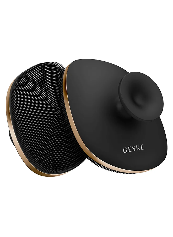 GESKE GESKE Body Brush | 4-in-1| Soft Silicone Body Cleansing Brush, Shower Scrubber | Gentle Exfoliating and Massage for All Skin Types | Two-Finger Handle Design & Suction Mount- Grey