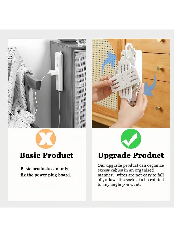 SYOSI 6 Pcs Power Strip Holders, Socket Fixers 360° Rotation Self Adhesive Desktop Socket Fixers Punch-Free Power Strip Holders for Kitchen Home Office Cable Management - Image 3