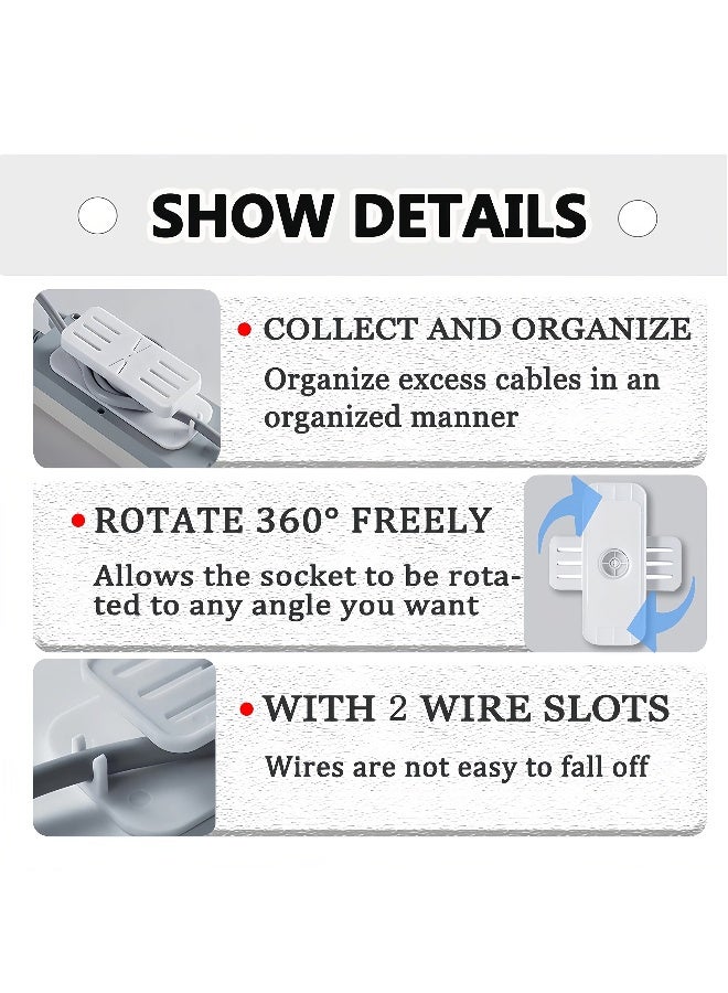 SYOSI 6 Pcs Power Strip Holders, Socket Fixers 360° Rotation Self Adhesive Desktop Socket Fixers Punch-Free Power Strip Holders for Kitchen Home Office Cable Management - Image 2