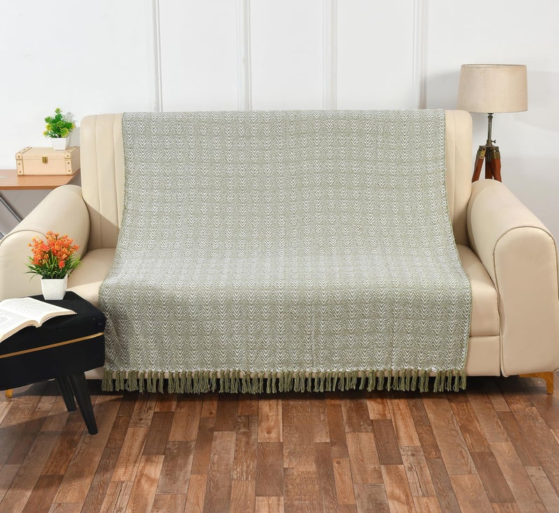 SASHAA WORLD Soft Herringbone Throw Blanket | Used Both Indoor and Outdoor |Blanket for Living Room, Sofa, Bed & Chair | Green Throw Blanket| Pack of 1, 180 x130 cm - Image 3