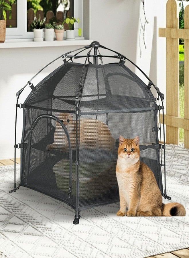 EighteenTek® Catio Outdoor Cat Enclosure 3-Tier Pop up Cat Tent Playpen | Portable Kitten Catio Tower | Pet Playpen Indoor/Outdoor Cats Enclosed | Play Tents for Patio Balcony Courtyard Camping - Image 1