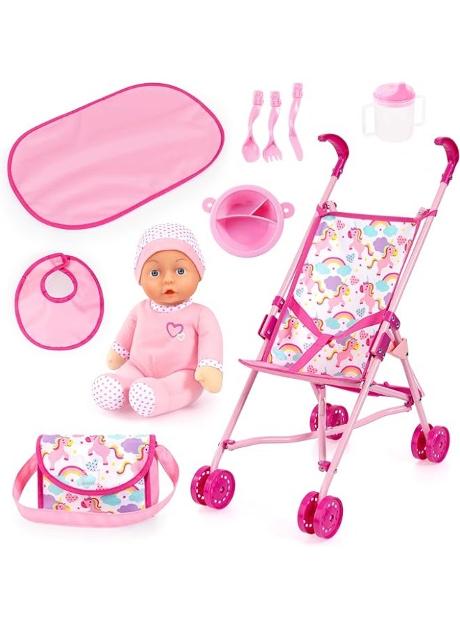 BAYER مجموعة عربة دمى باير مع دمية بطول 30 سم وإكسسوارات 30585AB - Image 1