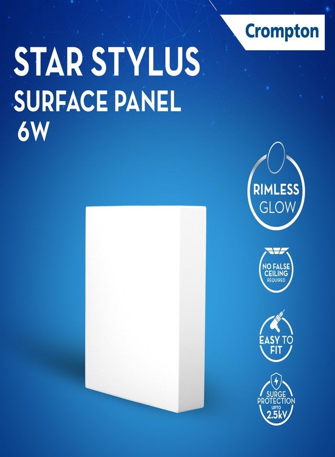 Crompton Platina Star Stylus Surface Panel 6W Square Cool Day Light | Pack of 1 | No False Ceiling Required, Outer Dimension: 90 mm | Surface Mount | for Hall, Bedroom, Kitchen, Office, Store - Image 2