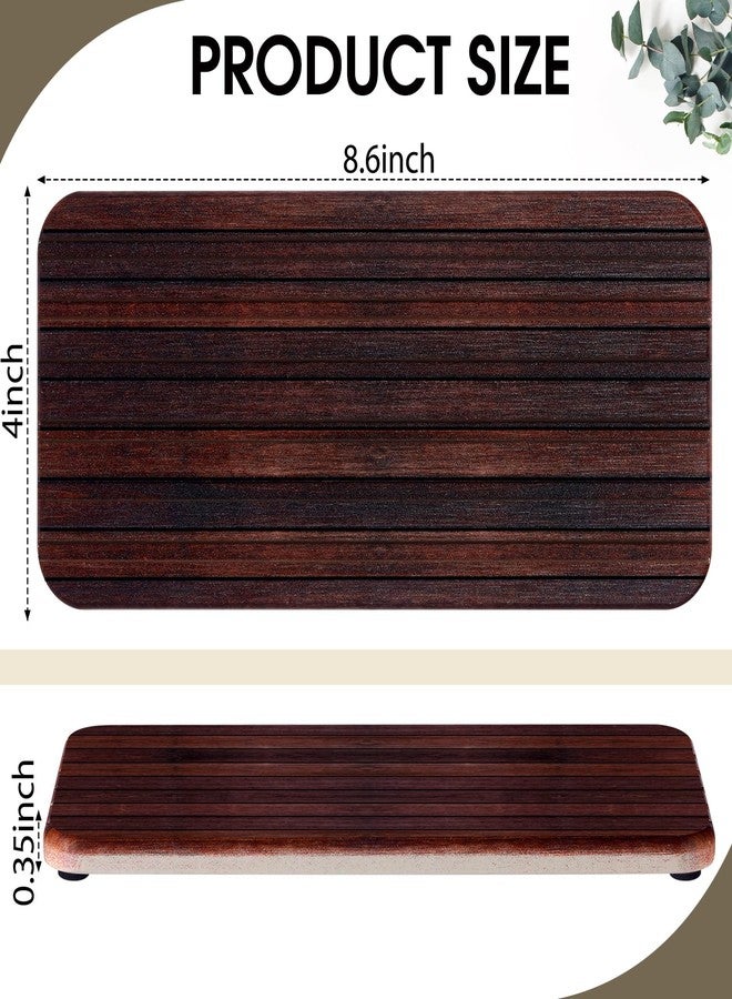Photect 2Pcs 8.6x4'' Water Absorbent Diatomite Coasters Diatomaceous Earth Drying Mat, Grooved Design Water Absorbing Stone for Home Bathroom Decoration Home Warming Gift(Dark Brown) - Image 2