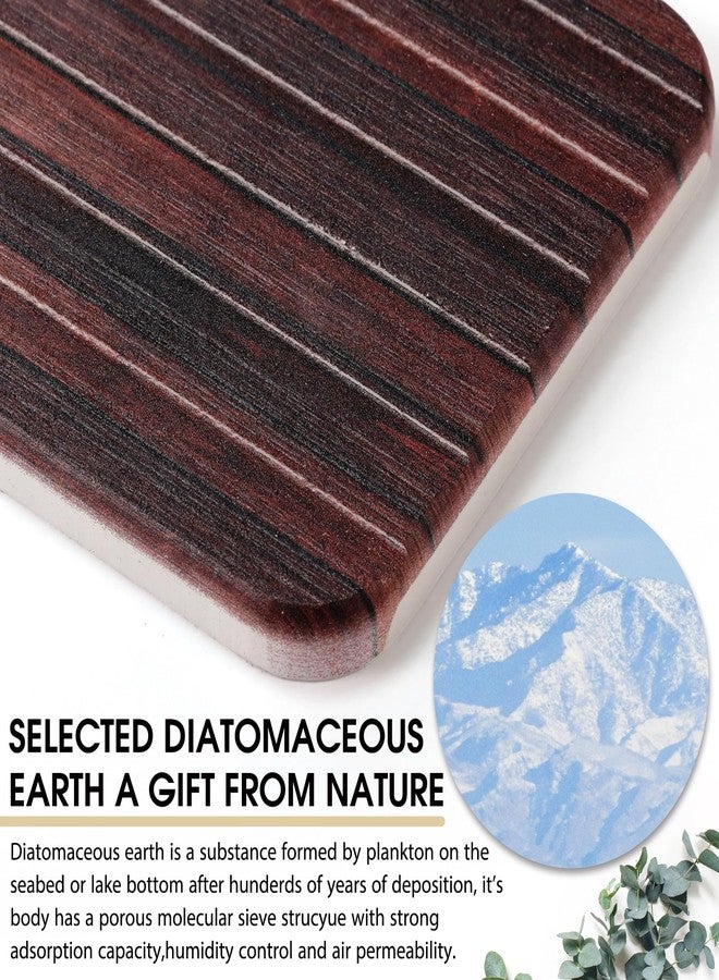 Photect 2Pcs 8.6x4'' Water Absorbent Diatomite Coasters Diatomaceous Earth Drying Mat, Grooved Design Water Absorbing Stone for Home Bathroom Decoration Home Warming Gift(Dark Brown) - Image 4